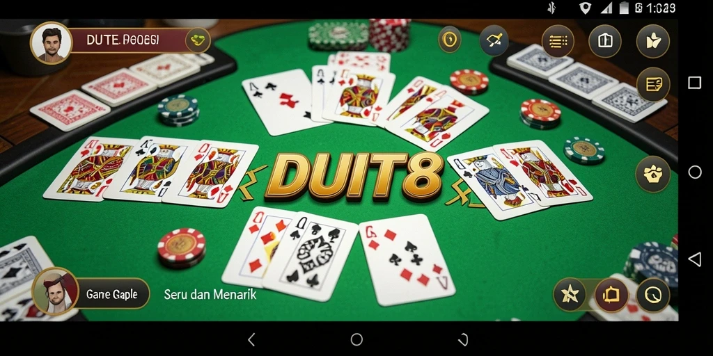 Screenshot gameplay DUIT8 menampilkan keseruan bermain Gaple.