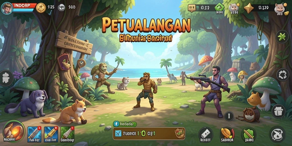Tampilan gameplay INDORP yang penuh warna dan menyenangkan.