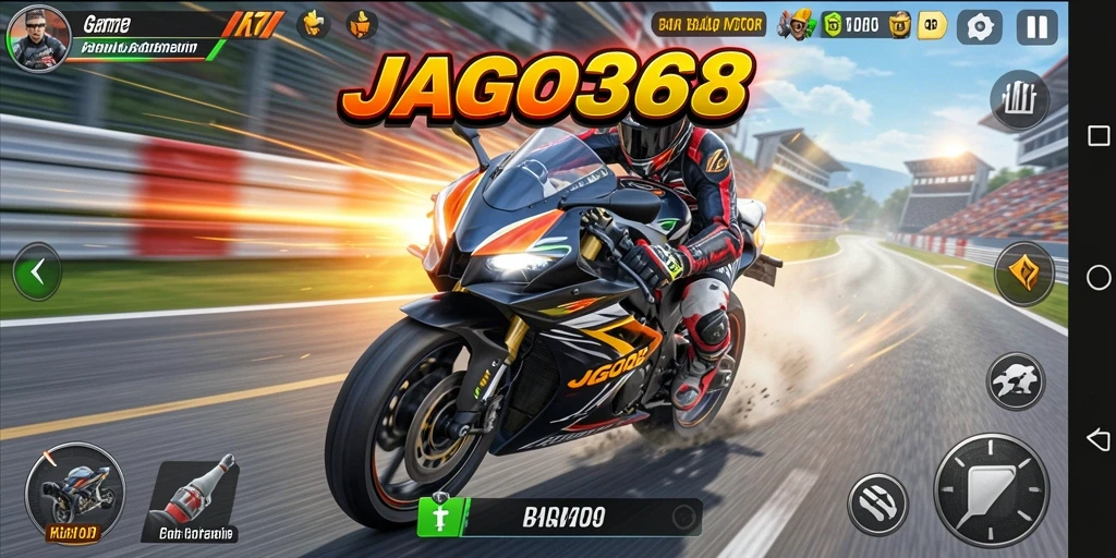 Gameplay seru JAGO368 dengan balapan motor yang menegangkan.