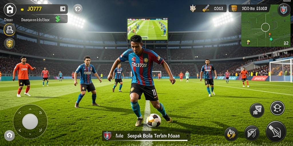 Tampilan gameplay LJO777 yang mendebarkan saat pertandingan sepak bola.