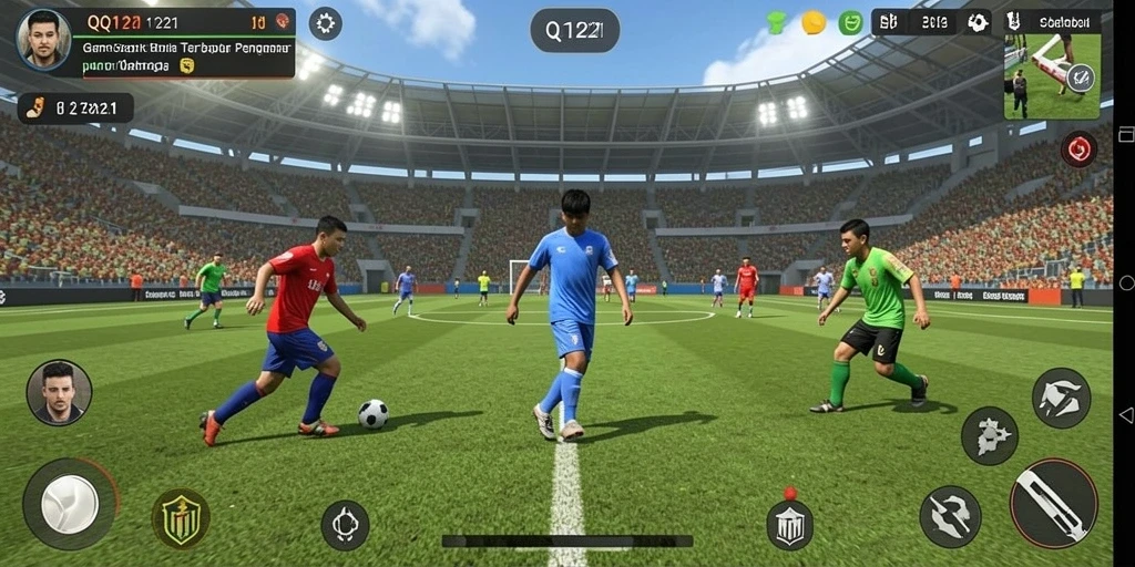 Tangkapan layar menampilkan aksi seru di lapangan sepak bola.