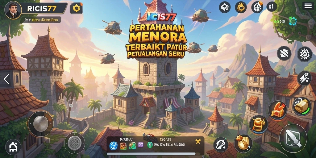 Gameplay seru dan menegangkan di Tower Defense RICIS77.